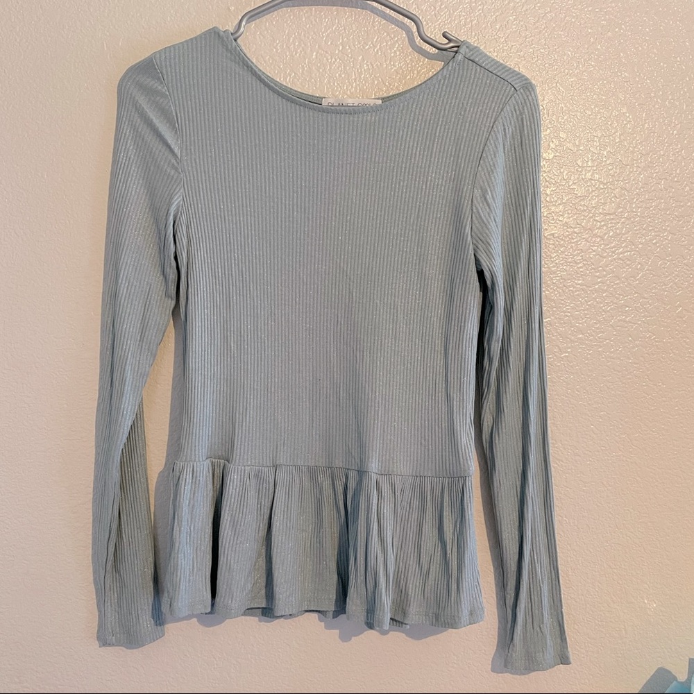 🌸3/$25🌸 Sparkly Pale Blue Peplum Top